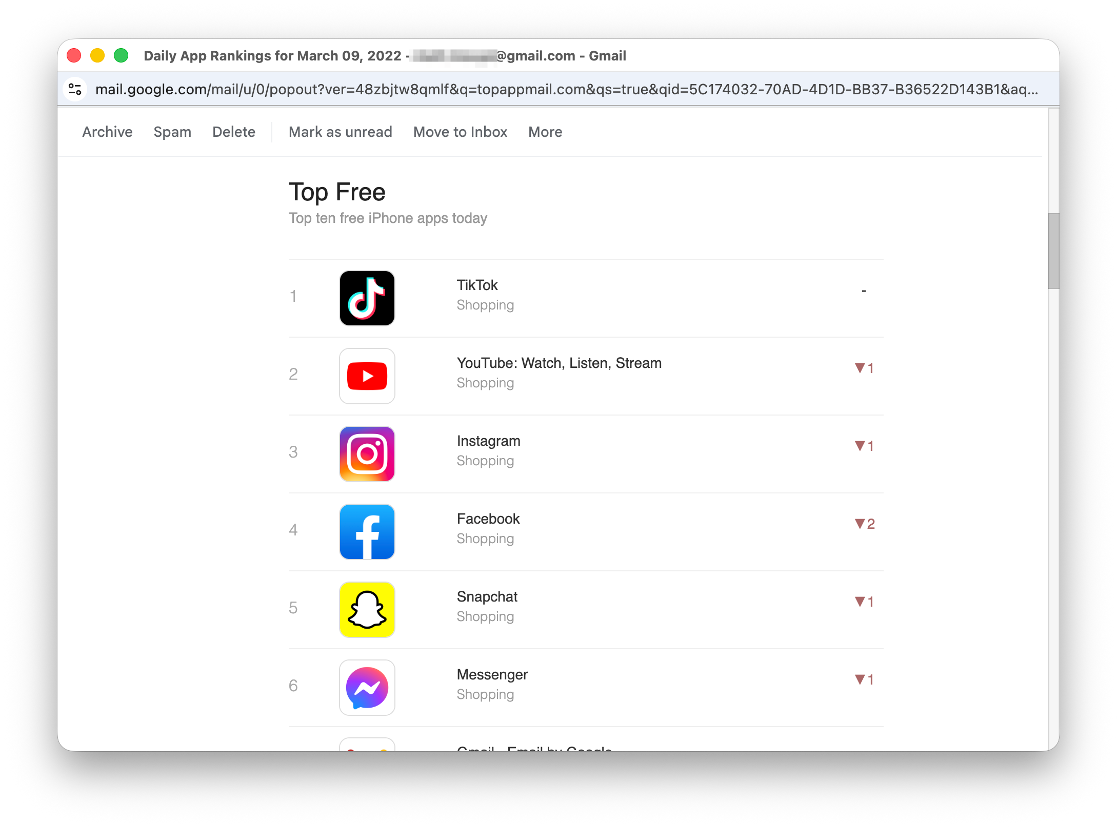 Top App Mail screenshot